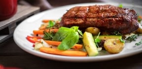 Steak with vegetables food