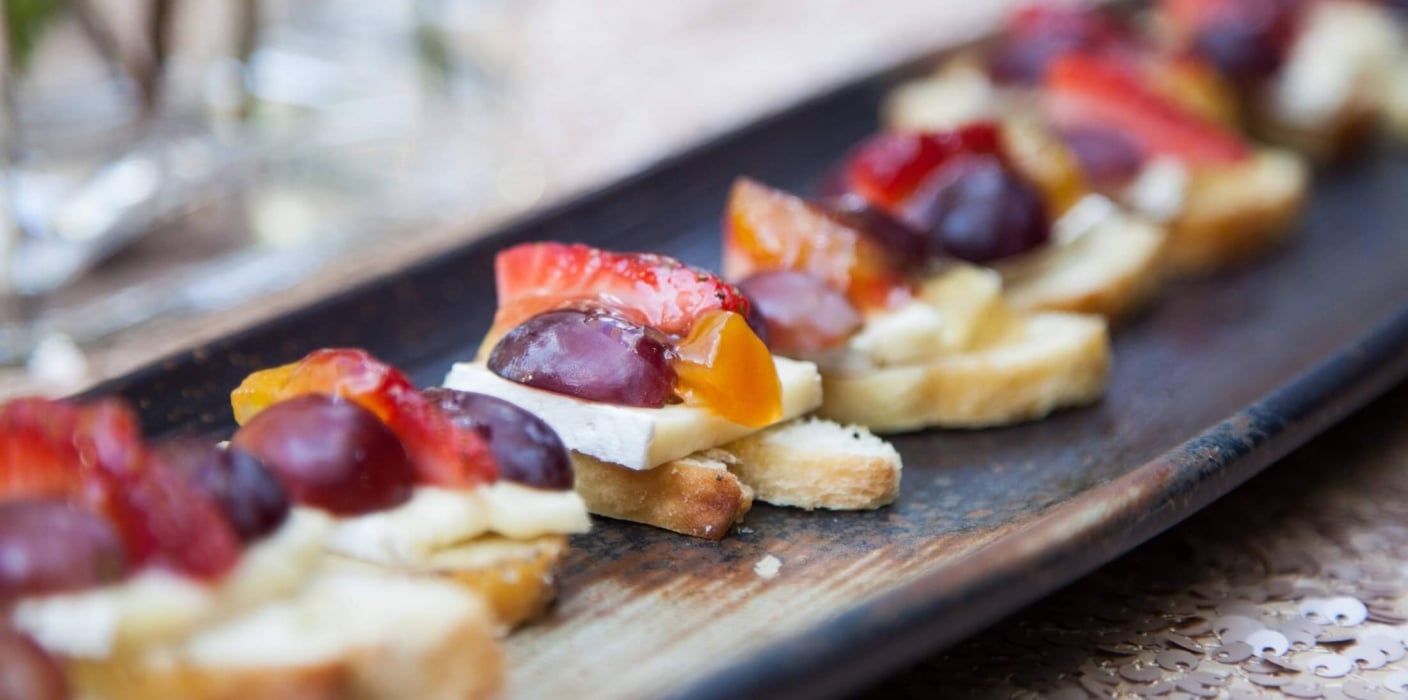 fruit and spread on baguette food