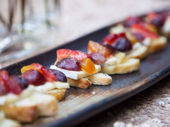 fruit and spread on baguette food
