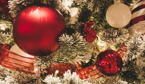 close up of christmas ornaments