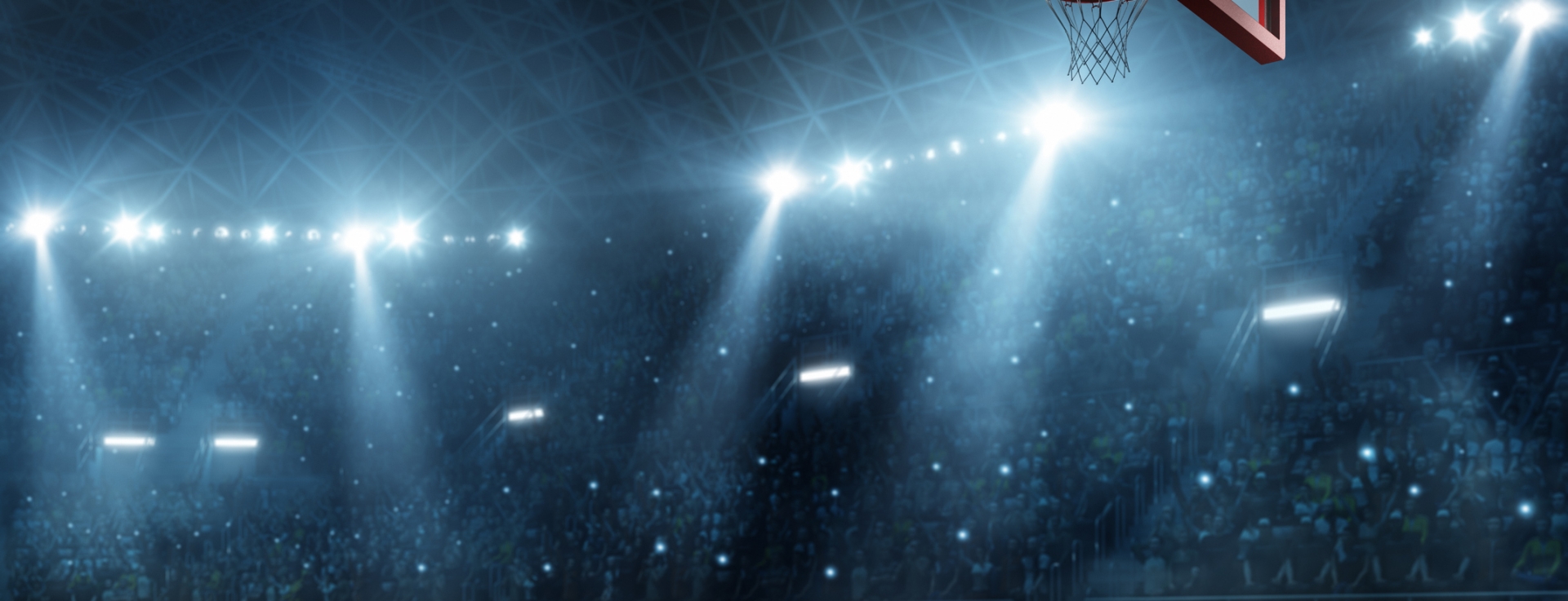 a basket ball net in an arena