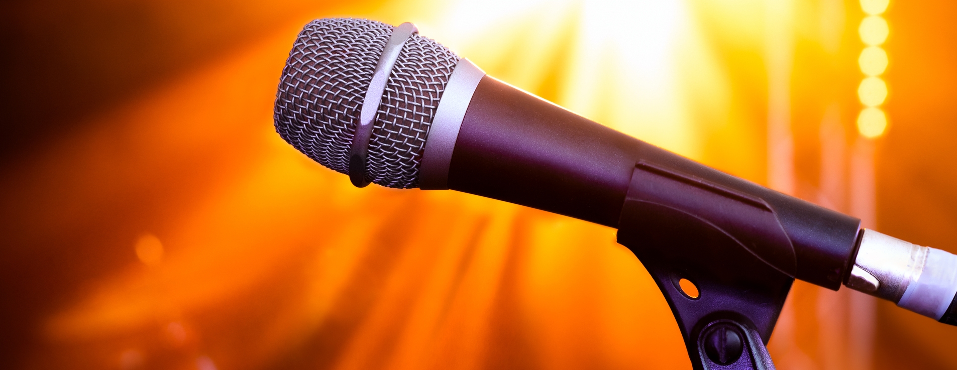 a close up view of a microphone on a stand
