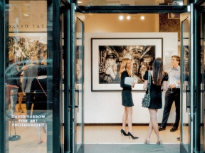 People enjoying art work at the David Yarrow Fine Art Gallery in Cherry Creek Denver
